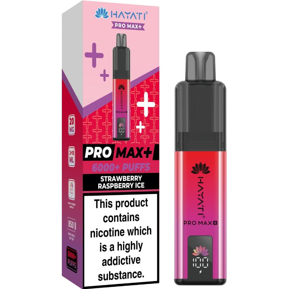  Strawberry Raspberry Ice Hayati Pro Max Plus 6000 Vape Kit Box of 5