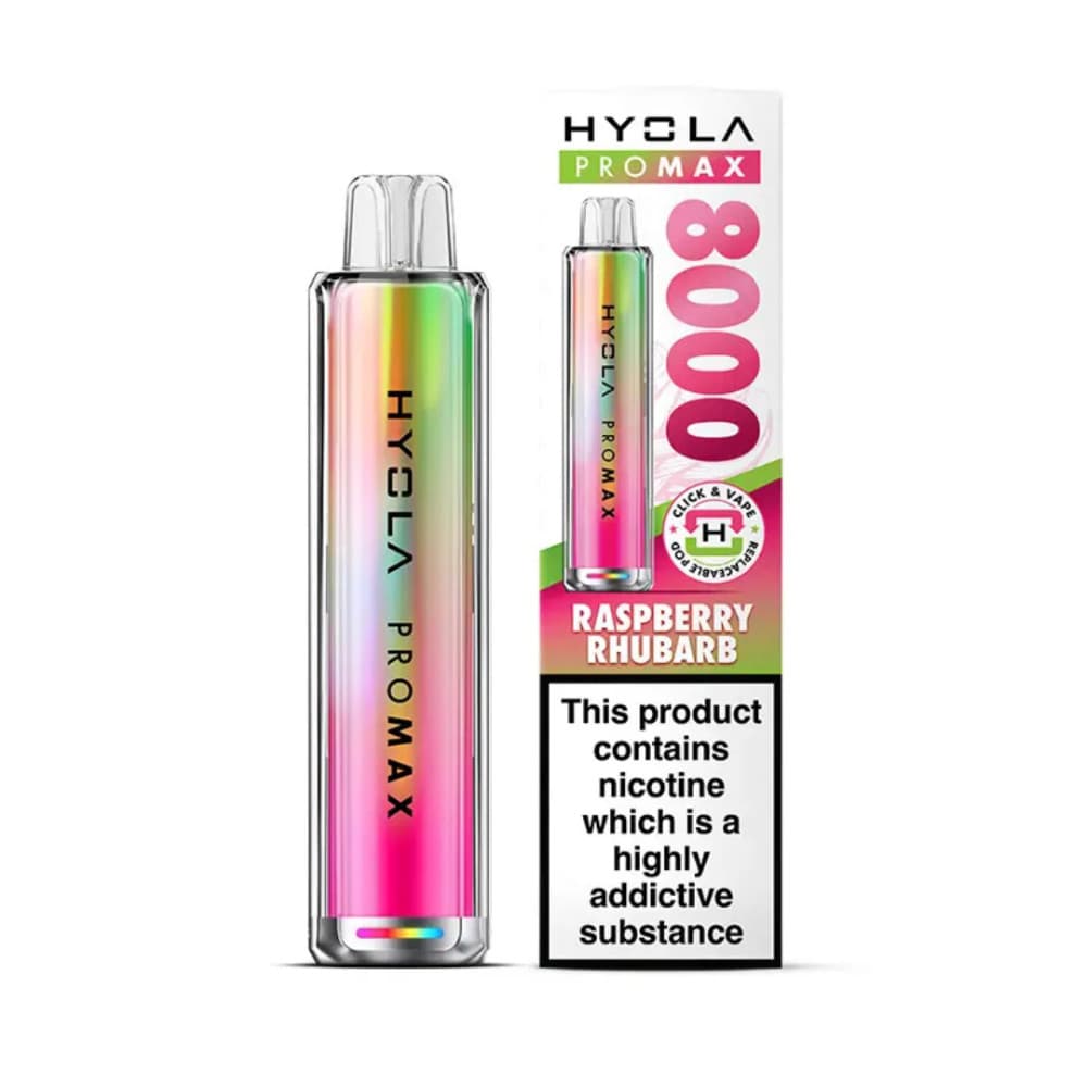  Raspberry Rhubarb Hyola Pro Max 8000 Vape Kit Box of 5