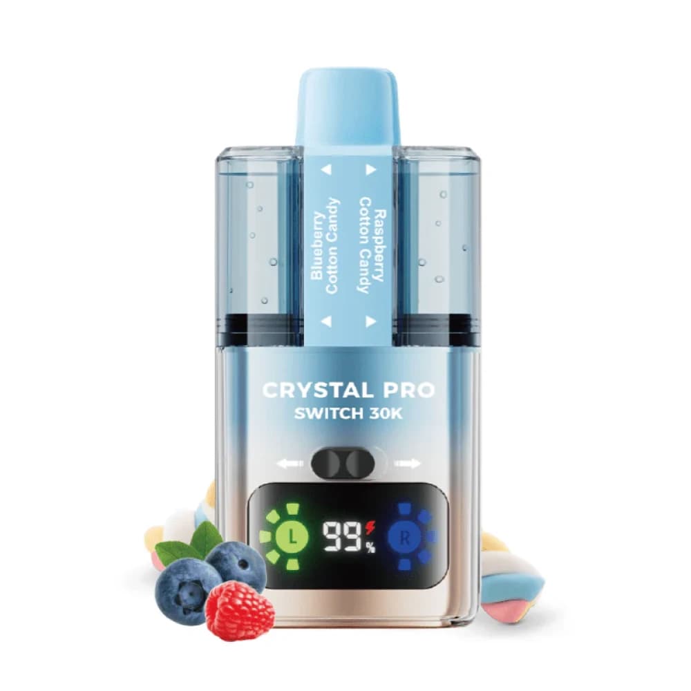  Blueberry Cotton Candy / Raspberry Cotton Candy Crystal Pro Switch 30k Vape Kit Box of 5