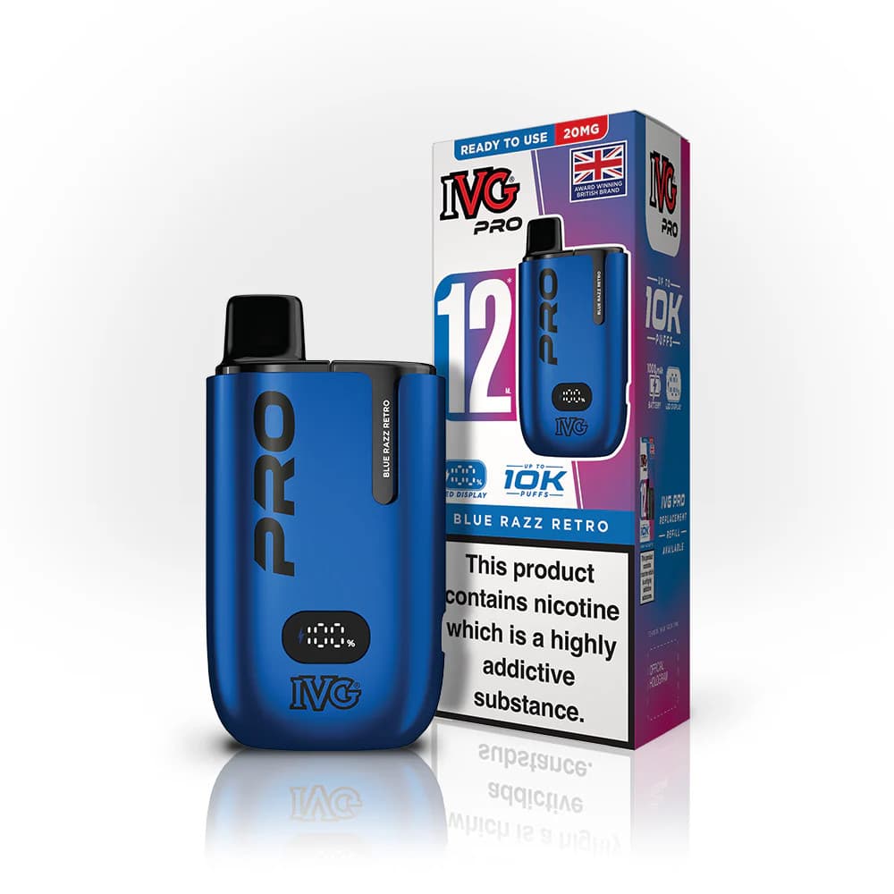  Blue Razz Retro IVG Pro 10k Vape Kit Box of 5