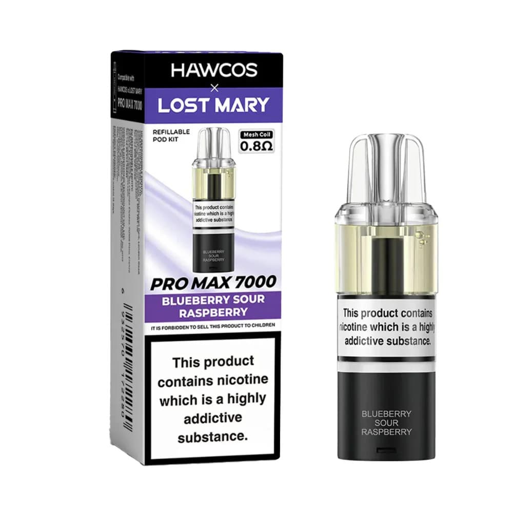  Blueberry Sour Raspberry Lost Mary Hawcos Pro Max 7000 Pods Pack of 5