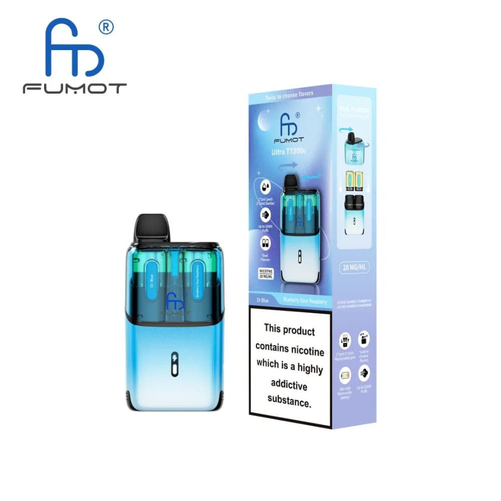  Dr Blue / Blueberry Sour Raspberry RandM Fumot Ultra T32000 Vape Kit Box of 5