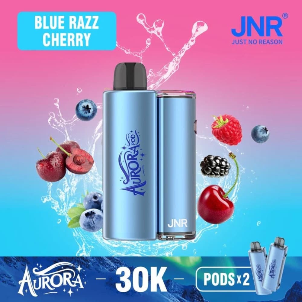  Blue Razz Cherry JNR Aurora 30k Prefilled Vape Kit Box of 5