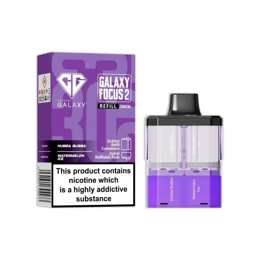  Hubba Bubba / Watermelon Ice Crystal Galaxy Focus 6k Pods Pack of 5