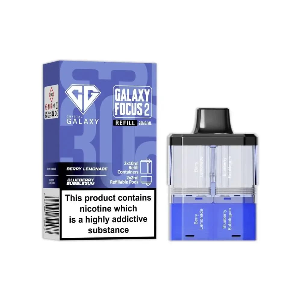 Berry Lemonade / Blueberry Bubble Gum Crystal Galaxy Focus 6k Pods Pack of 5