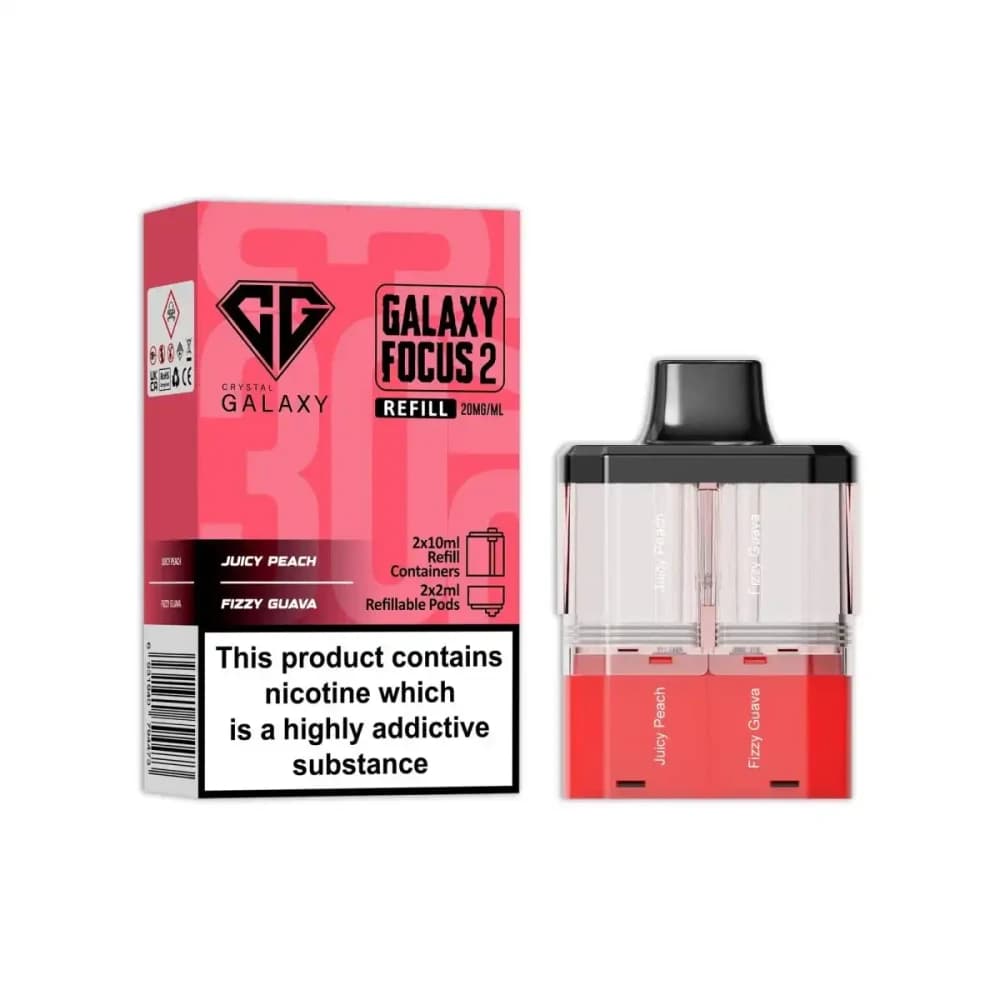  Juicy Peach / Fizzy Guava Crystal Galaxy Focus 6k Pods Pack of 5
