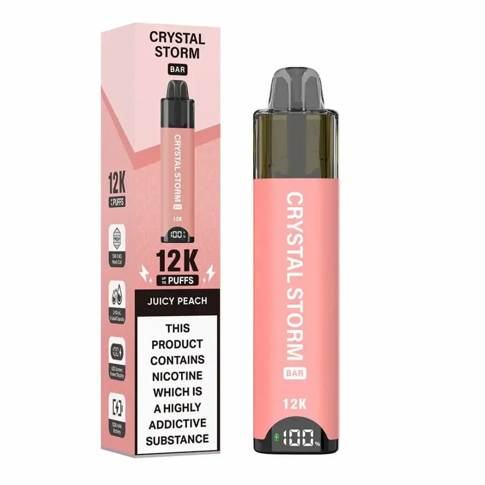  Juicy Peach Crystal Strom Bar 12k Vape Kit Box of 5