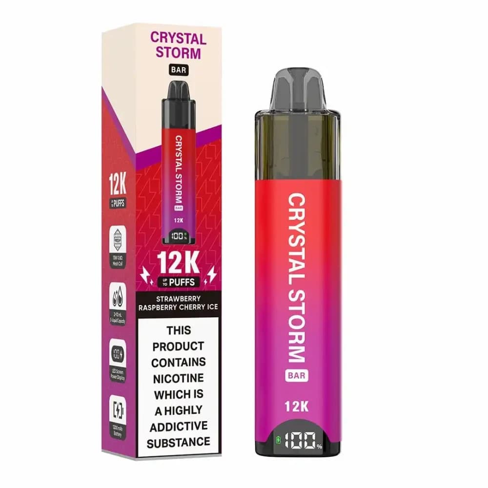  Strawberry Raspberry Cherry Ice Crystal Strom Bar 12k Vape Kit Box of 5