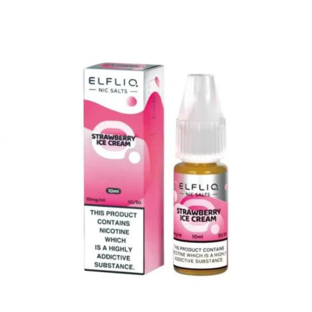  Strawberry Ice Cream / 10mg Elf Bar Elfliq Nic Salt E-Liquids 10ml Box of 10