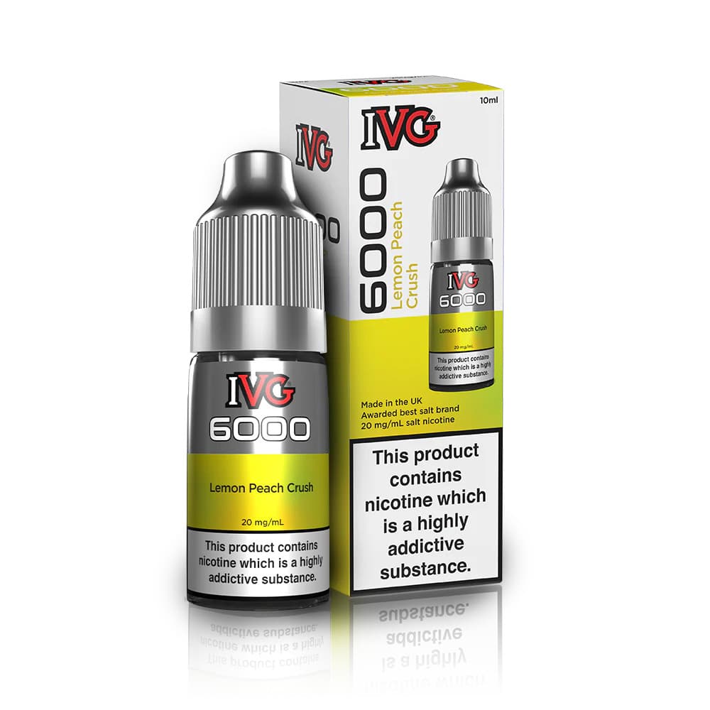  Lemon Peach Crush / 20mg IVG 6000 Nic Salts e liquids 10ml Box of 10