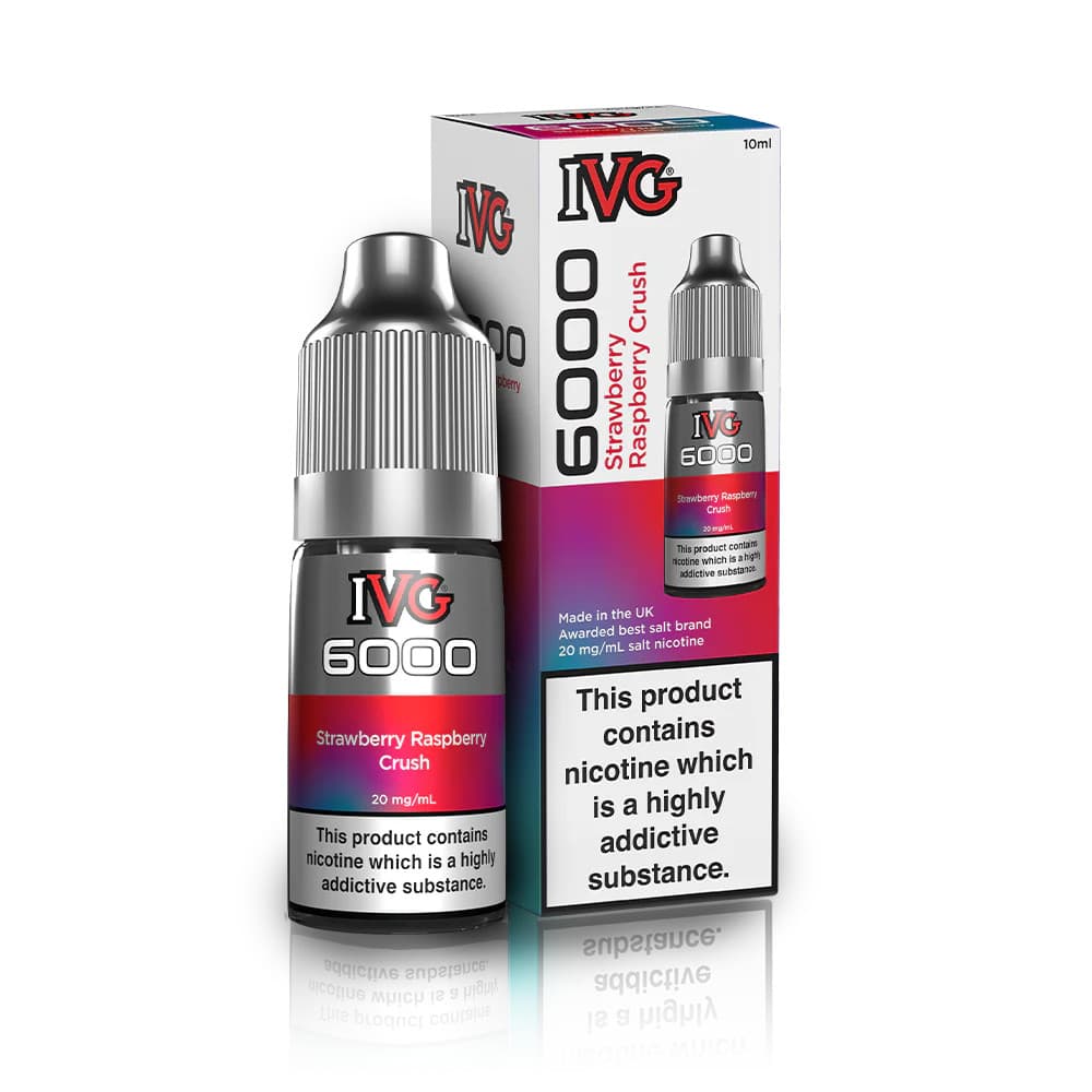  Strawberry Raspberry Crush / 10mg IVG 6000 Nic Salts e liquids 10ml Box of 10