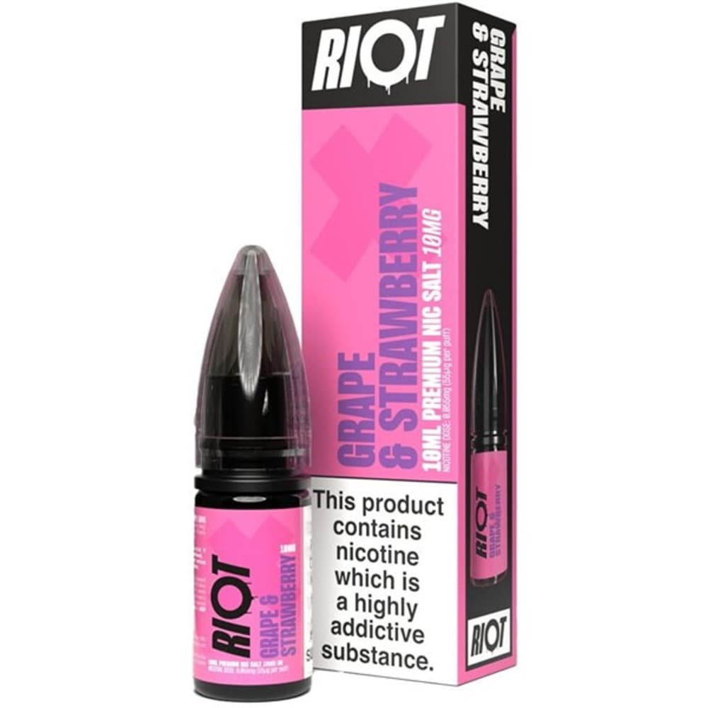  Grape Strawberry / 10mg Riot X Nic Salts e liquids 10ml Box of 10