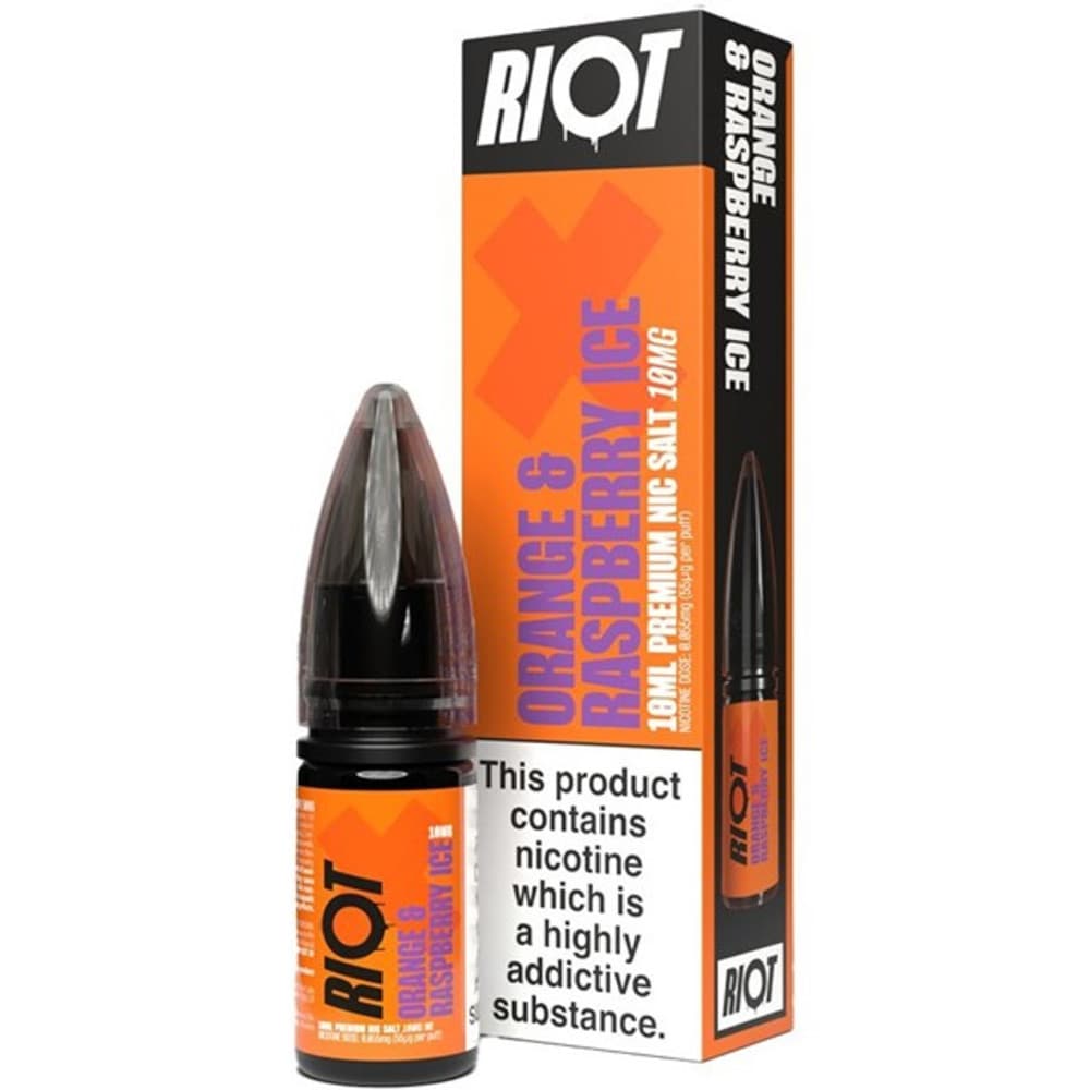  Orange & Raspberry Ice / 20mg Riot X Nic Salts e liquids 10ml Box of 10