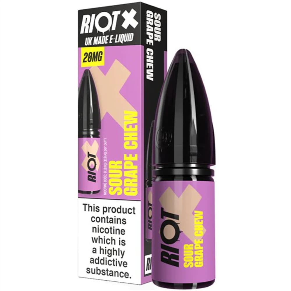  Sour Grape Chew / 20mg Riot X Nic Salts e liquids 10ml Box of 10