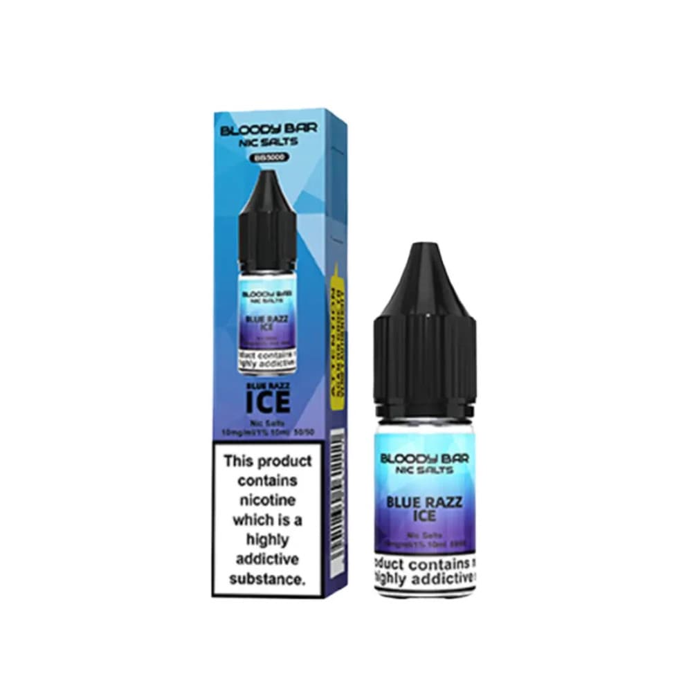  Blue Razz Ice / 20mg Bloody Bar Nic Salts e liquids 10ml Box of 10
