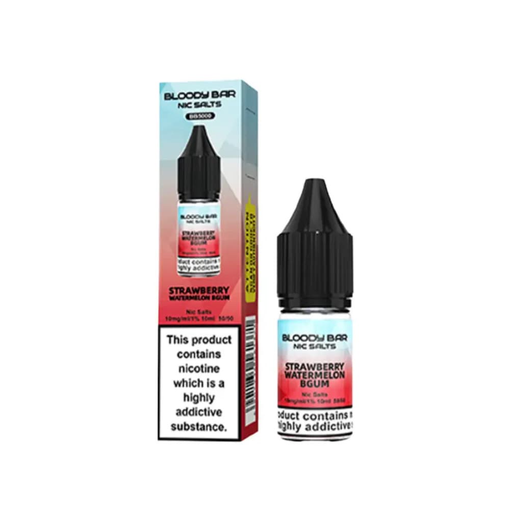  Strawberry Watermelon Bgum / 20mg Bloody Bar Nic Salts e liquids 10ml Box of 10