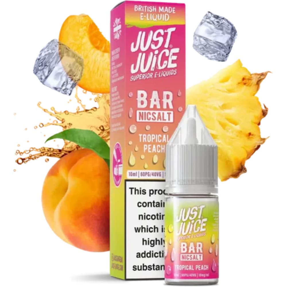  Tropical Peach / 20mg Just Juice Bar Nic Salts e liquids 10ml Box of 10