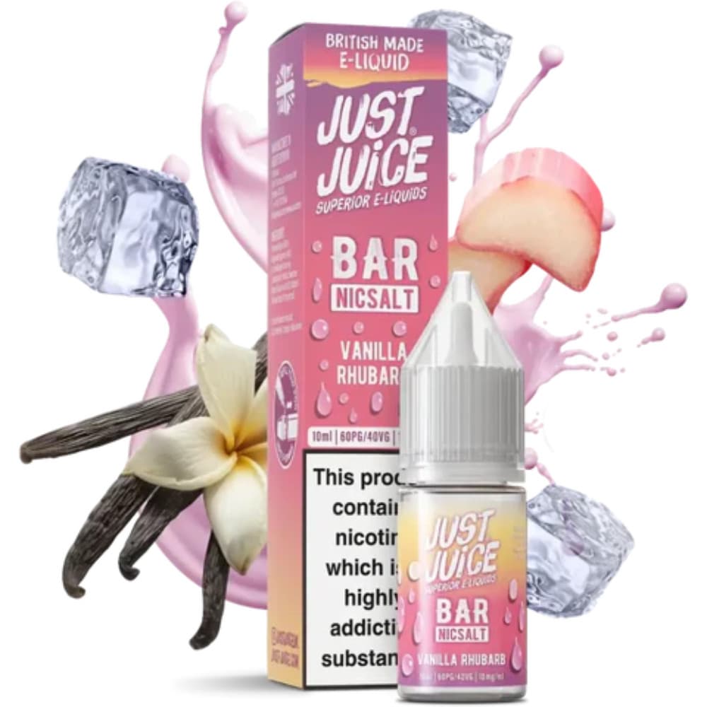  Vanilla Rhubarb / 20mg Just Juice Bar Nic Salts e liquids 10ml Box of 10