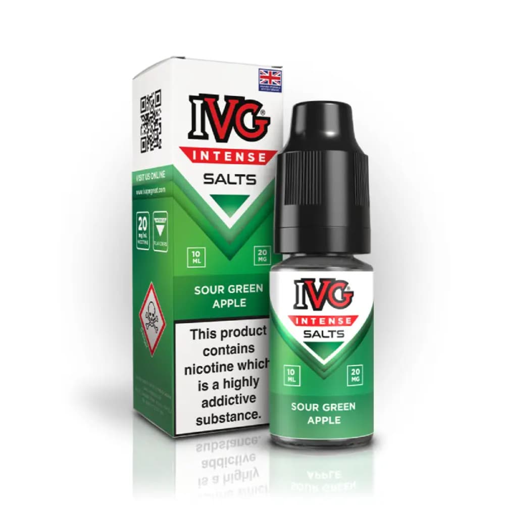  Sour Green / 10mg IVG Intense Nic Salts e liquids 10ml Box of 10