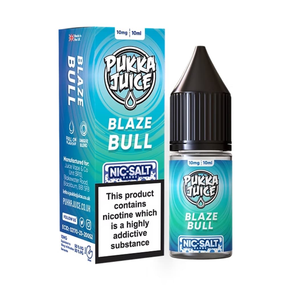  Blaze Bull / 20mg Pukka Juice Nic Salts e liquids 10ml Box of 10