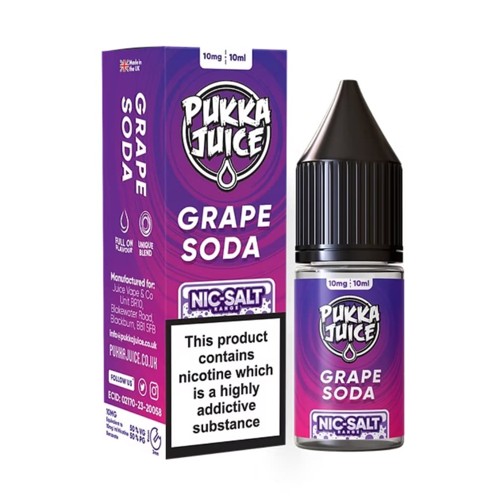  Grape Soda / 20mg Pukka Juice Nic Salts e liquids 10ml Box of 10