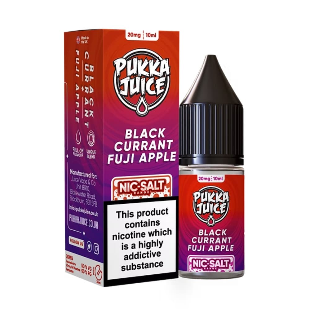  Blackcurrant Fuji Apple / 20mg Pukka Juice Nic Salts e liquids 10ml Box of 10