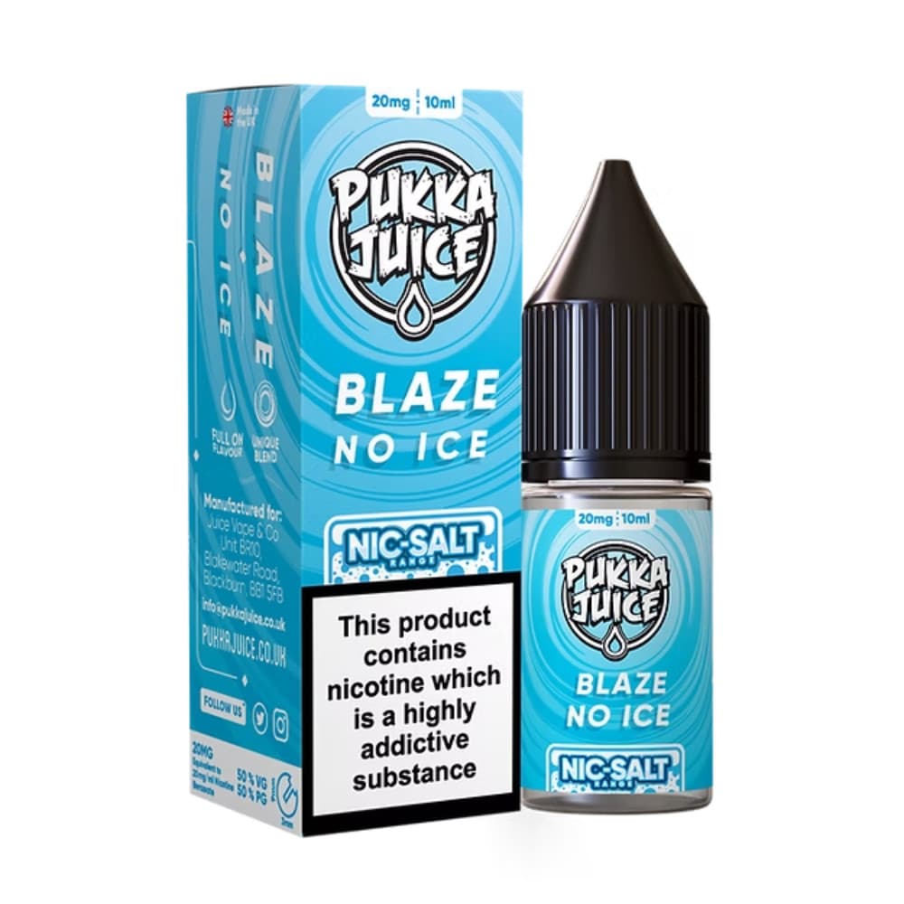  Blaze No Ice / 10mg Pukka Juice Nic Salts e liquids 10ml Box of 10