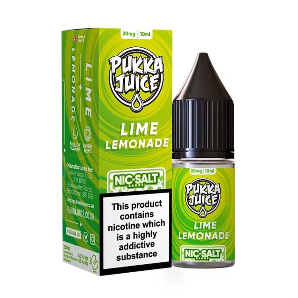  Lime Lemonade / 20mg Pukka Juice Nic Salts e liquids 10ml Box of 10