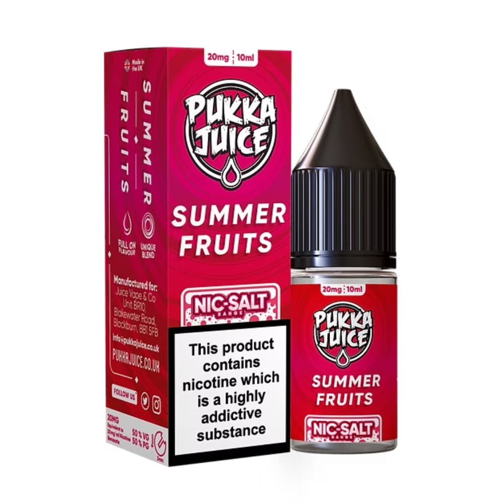 Summer Fruits / 20mg Pukka Juice Nic Salts e liquids 10ml Box of 10