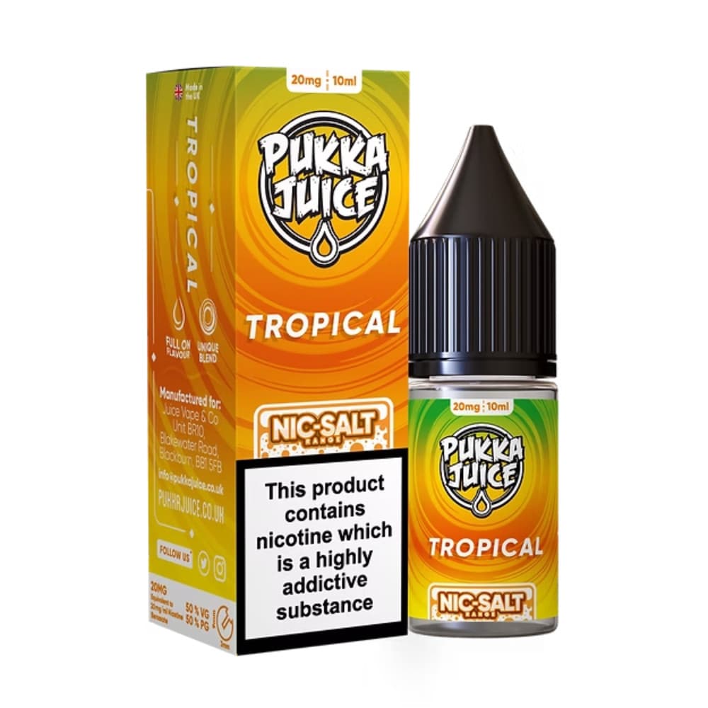  Tropical / 10mg Pukka Juice Nic Salts e liquids 10ml Box of 10