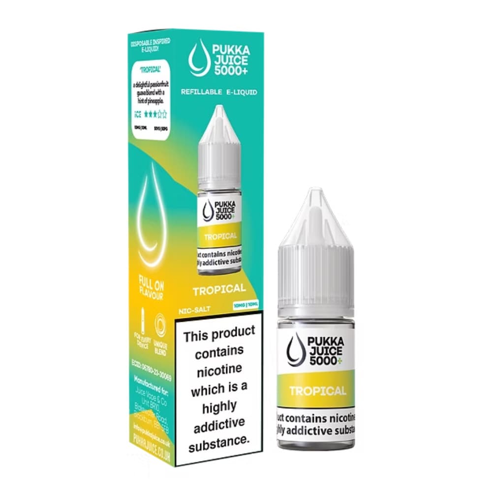  Tropical / 20mg Pukka Juice 5000+ Nic Salts e liquids 10ml Box of 10