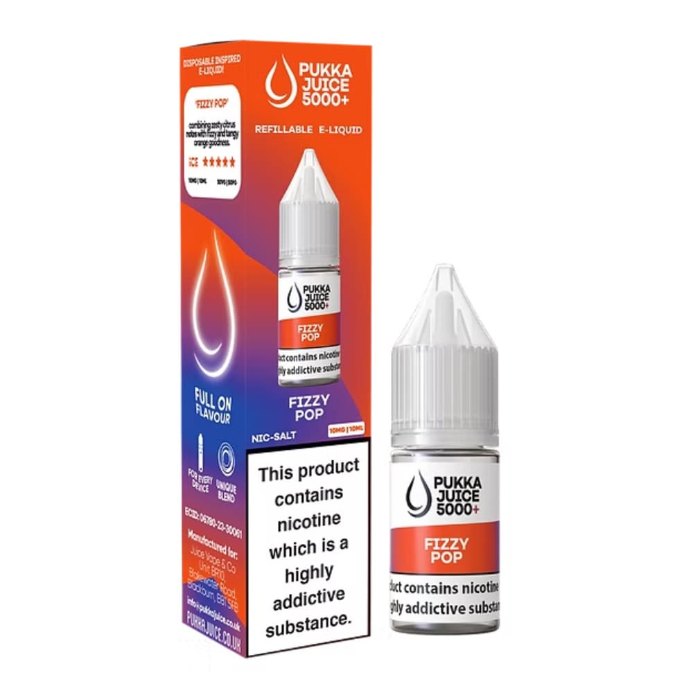  Fizzy Pop / 20mg Pukka Juice 5000+ Nic Salts e liquids 10ml Box of 10