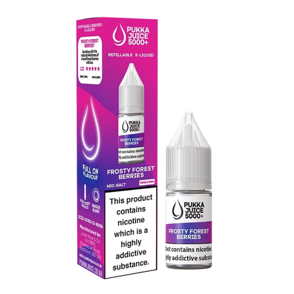  Frosty Frorest Berries / 10mg Pukka Juice 5000+ Nic Salts e liquids 10ml Box of 10