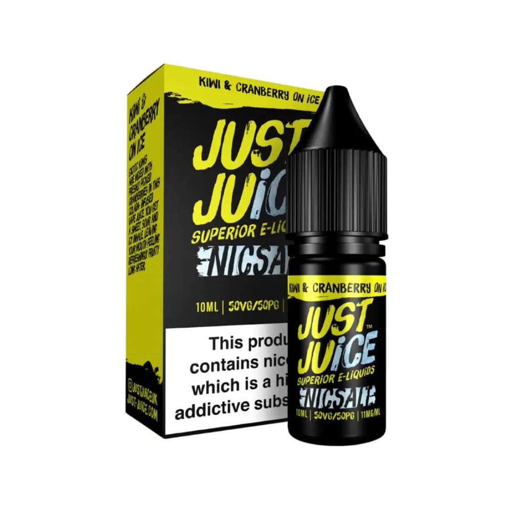  Kiwi Cranberry On Ice / 10mg Just Juice Original Nic Salts e liquids 10ml Box of 5