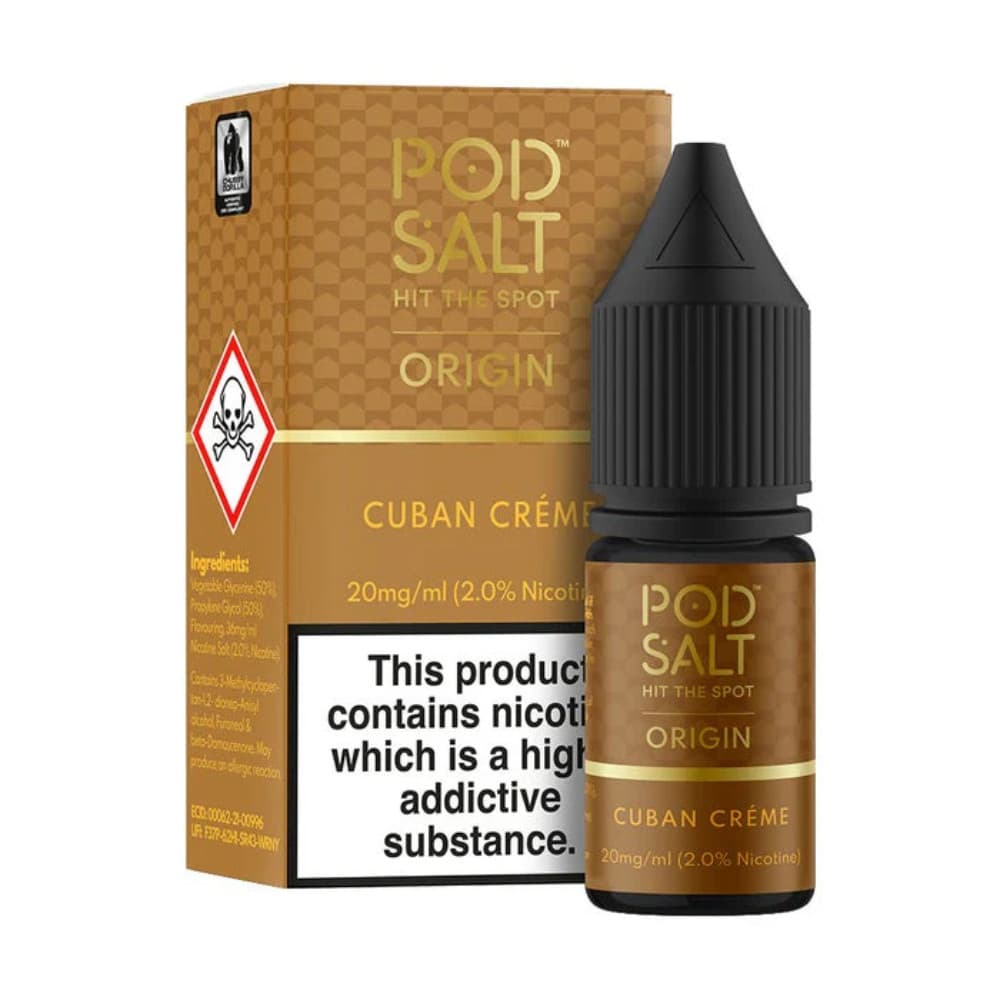  Cuban Creme / 20mg Pod Salt Origin Nic Salts e liquids 10ml Box of 5