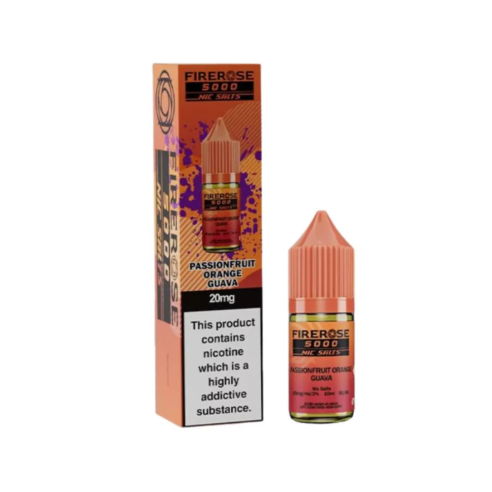  Passionfruit Orange Guava / 10mg Firerose 5000 Nic Salts e liquids 10ml Box of 10