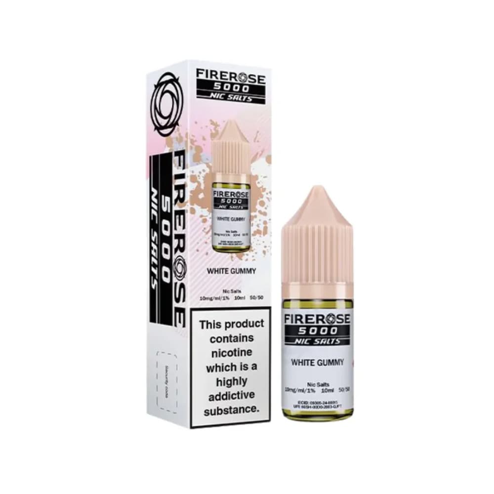  White Gummy / 10mg Firerose 5000 Nic Salts e liquids 10ml Box of 10
