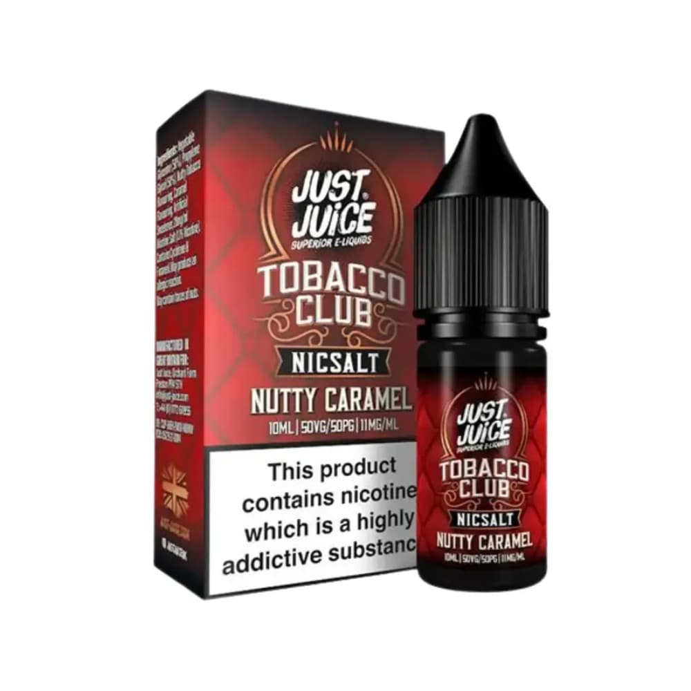  Nutty Caramel Tobacco / 20mg Just Juice Tobacco Club Nic Salts e liquids 10ml Box of 5