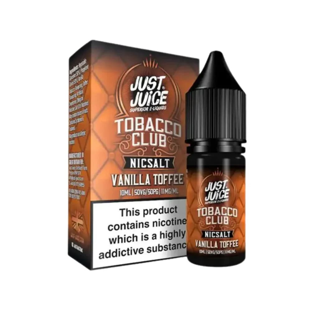  Vanilla Toffee Tobacco / 10mg Just Juice Tobacco Club Nic Salts e liquids 10ml Box of 5