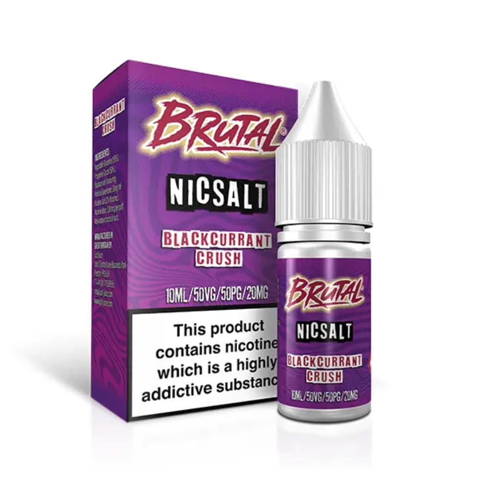  Drinks Blackcurrant Crush / 20mg Just Juice Brutal Nic Salts e liquids 10ml Box of 5