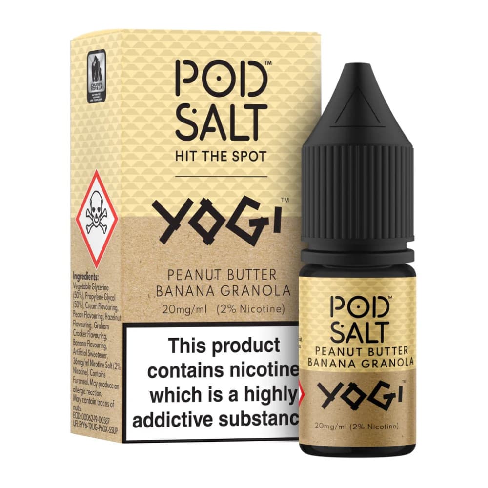  Yogi - Peanut Butter Banana Granola / 11mg Pod Salt Fusions Nic Salts e liquids 10ml Box of 5