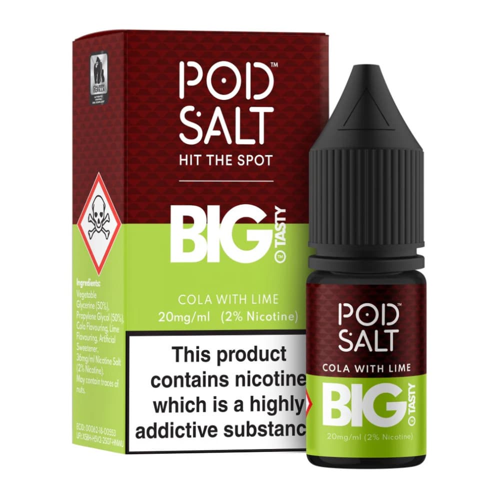  Big Tasty - Cola Lime / 20mg Pod Salt Fusions Nic Salts e liquids 10ml Box of 5