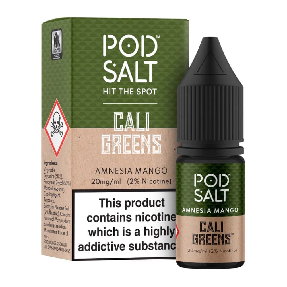 Cali Greens - Amnesia Mango / 11mg Pod Salt Fusions Nic Salts e liquids 10ml Box of 5
