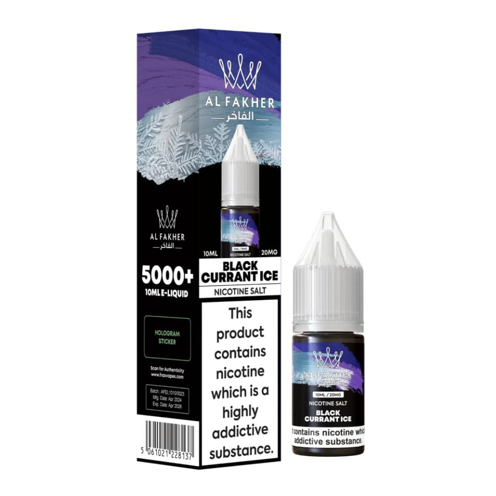  Blackcurrant Ice / 20mg Al Fakher Nic Salts e liquids 10ml Box of 10