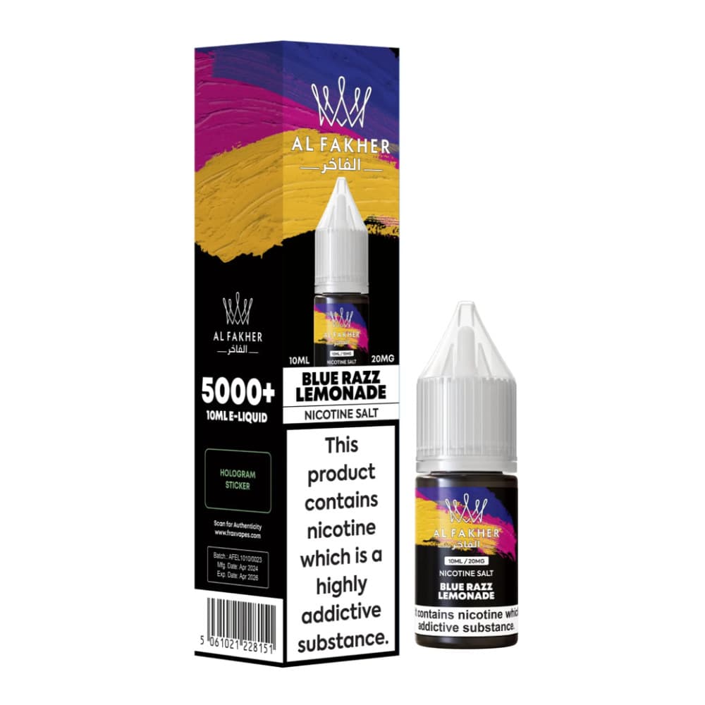  Blue Razz Lemonade / 10mg Al Fakher Nic Salts e liquids 10ml Box of 10