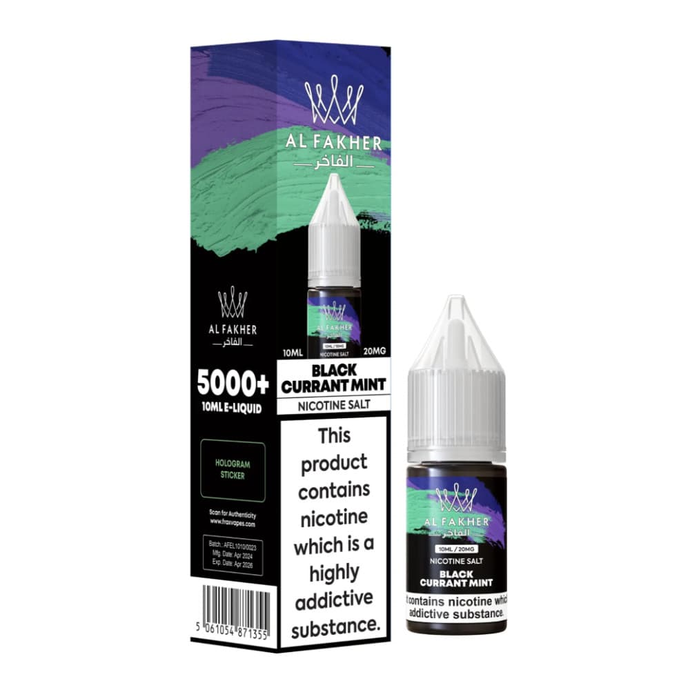  Blackcurrant Mint / 20mg Al Fakher Nic Salts e liquids 10ml Box of 10