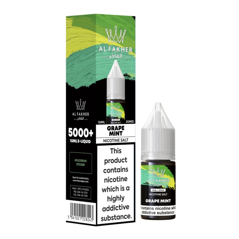  Grape Mint / 10mg Al Fakher Nic Salts e liquids 10ml Box of 10