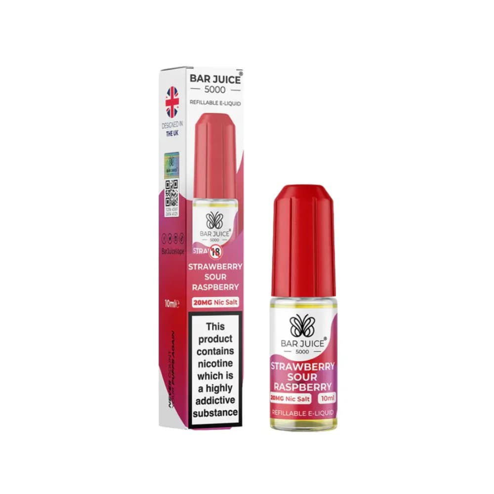  Strawberry Sour Raspberry / 10mg Bar Juice 5000 Nic Salts E-Liquids 10ml Box of 10