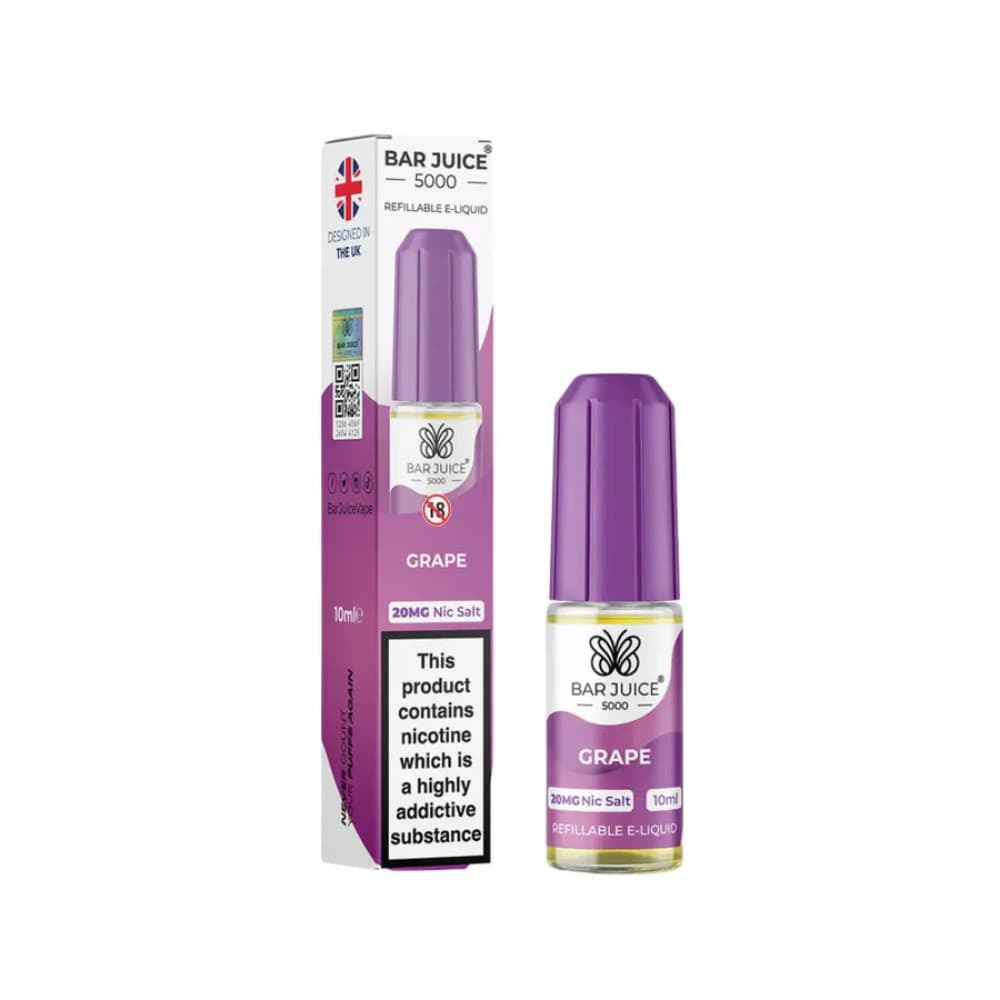  Grape / 20mg Bar Juice 5000 Nic Salts E-Liquids 10ml Box of 10