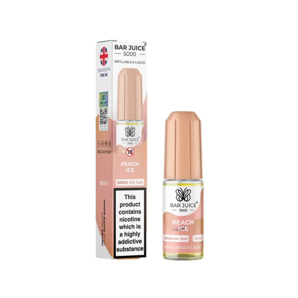  Peach Ice / 20mg Bar Juice 5000 Nic Salts E-Liquids 10ml Box of 10